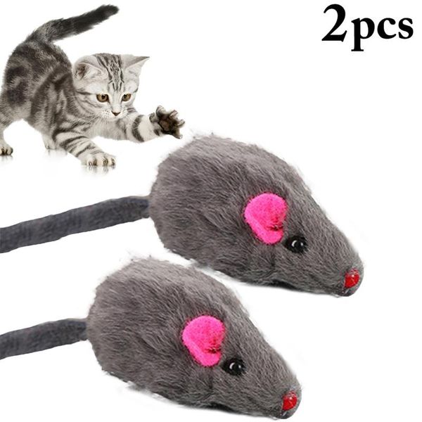 

cat toys 2pcs mice toy simulated plush chew sound training cute soft mouse play