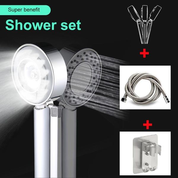 

3pcs/set multifunctional shower set water saving high pressurized head with 59 inch hose adjustable bracket bathroom sets