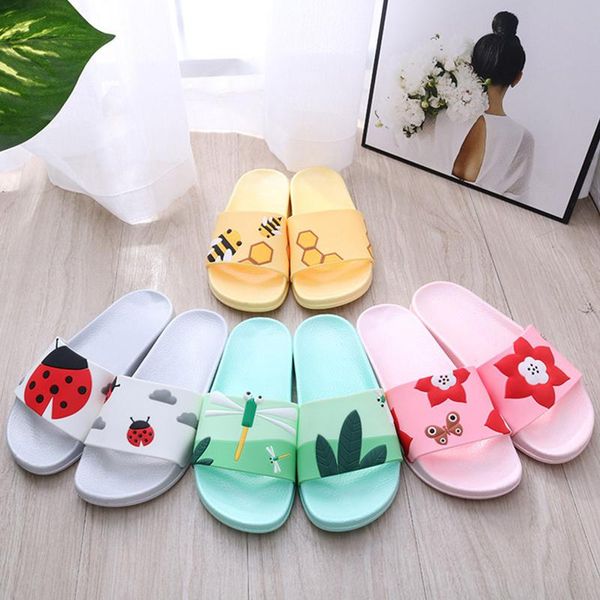 

female anime slippers lovely cartoons flat slides women indoor home shoes parent-child non-slip soft, Black