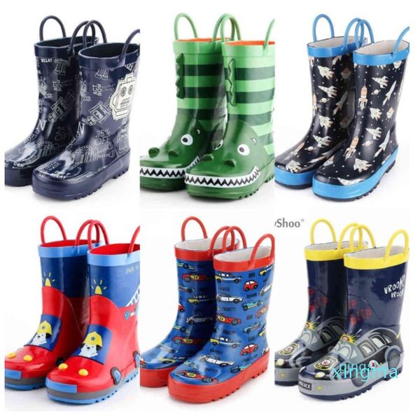 Crianças botas de chuva meninos crianças sapatos de rainboots lombarly impermeável sapatos de água infantil botas de borracha fora