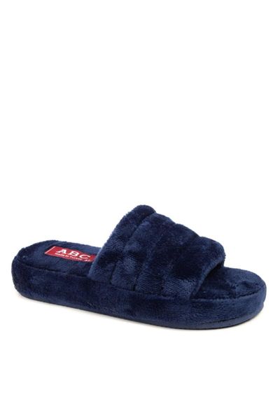 

women's dark blue winter slippers, Black