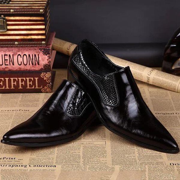 

men's shoes leather breathable lace busins casual, Black