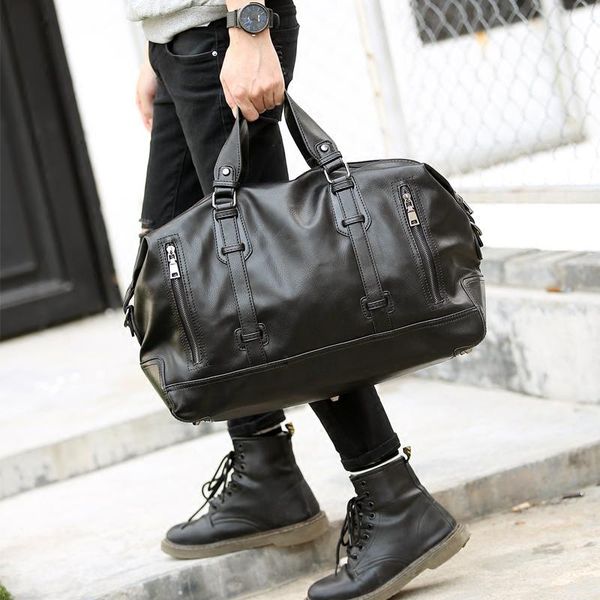 

duffel bags fashion men's travel brand luggage waterproof suitcase bag large capacity casual high-capacity leather handbag