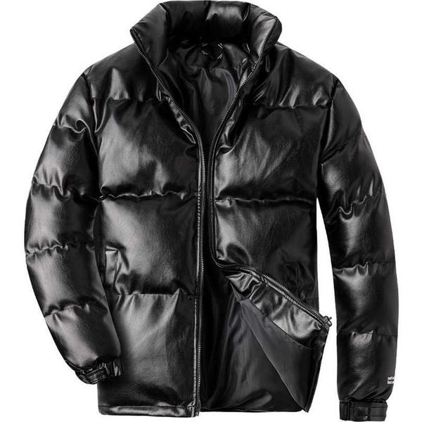 

jacket men's casual wear winter thick warm pu leather windproof fashion black 211216