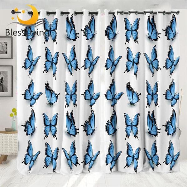 

curtain & drapes blessliving butterfly for living room blue bedroom beautiful insect kitchen curtains 1-piece elegant rideaux