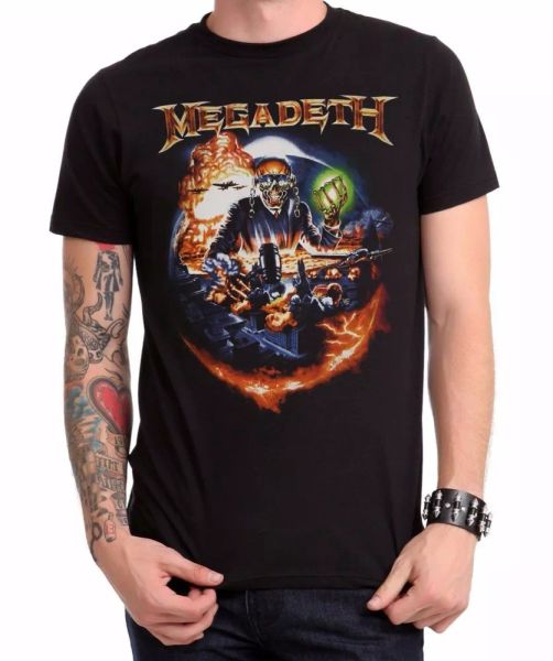 

megadeth drop bombs "vic rattlehead" t-shirt new authentic & official, White;black