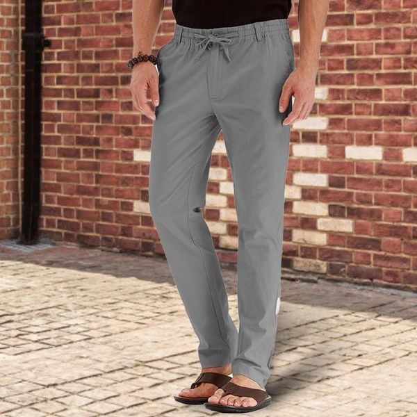 

men's pants mid rise suit elastic waist breathable drawstring straight business trousers workwear, Black