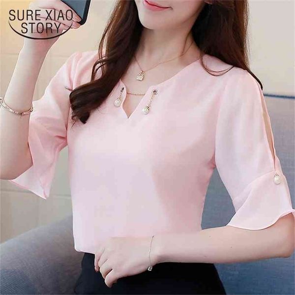 

blouses woman womens clohting pink chiffon blouse short sleeve shirts and 4508 50 210506, White