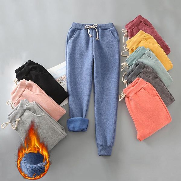 

autumn sweatpants women warm casual joggers pants sports winter high waist trousers female cotton harem women's & capris, Black;white