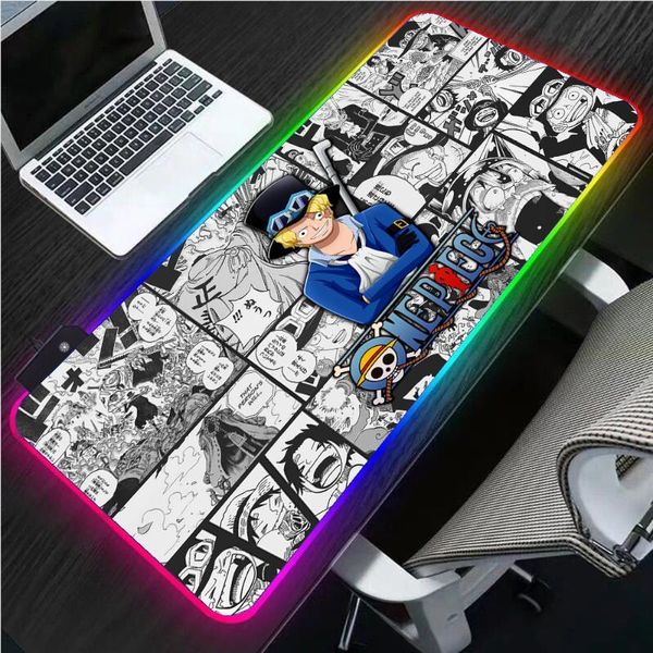 

mouse pads & wrist rests one piece rgb anime computer pad luminous led usb gaming accessories lapcounteroffice decoration xxl desk m