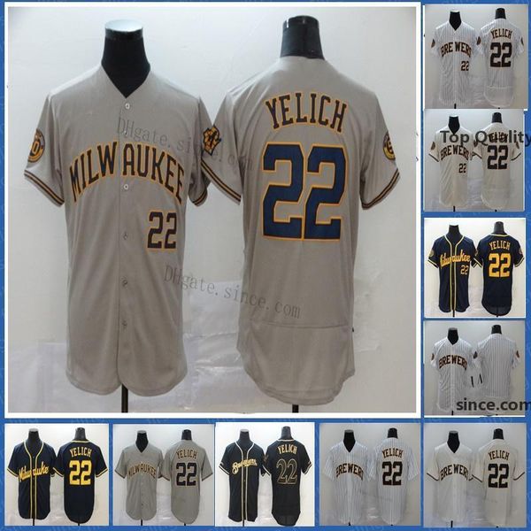 

full stitched milwaukee 22 christian yelich jersey blank no name no number mens cool flex baseball jersey quality, Blue;black