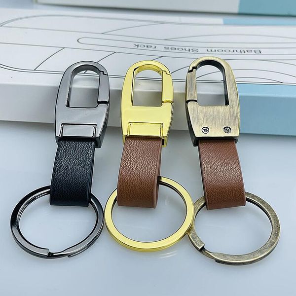 

Mens Simple Leather Car Business Keychains Gentleman Key Holder Fashion Accessories