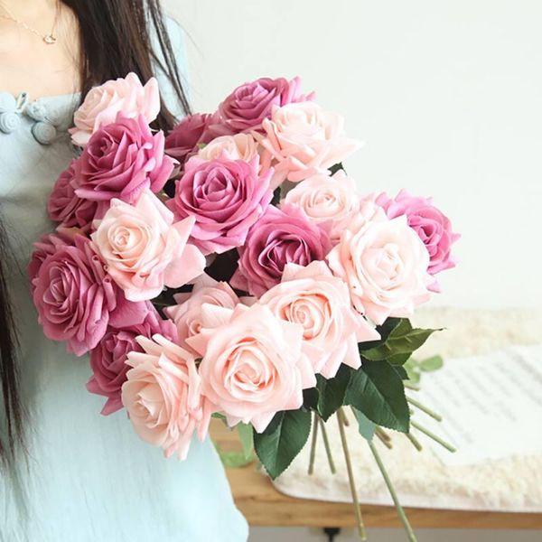 

decorative flowers & wreaths artificial blooming rose fake holiday gifts wedding valentine's day home bar shop branch decoration 22 inc