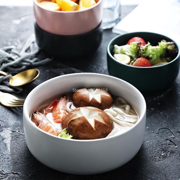

single ceramic bowl household rice nordic creative matte soup personality fruit salad dessert noodle bowls
