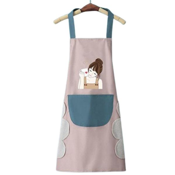 

aprons kitchen wipeable waterproof oil-proof cartoon cute girl nail shop apron for women baking accessories