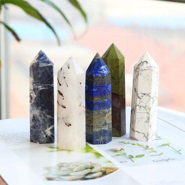 

decorative objects & figurines natural crystal black hair energy column healing stone handicraft ornament 1pc