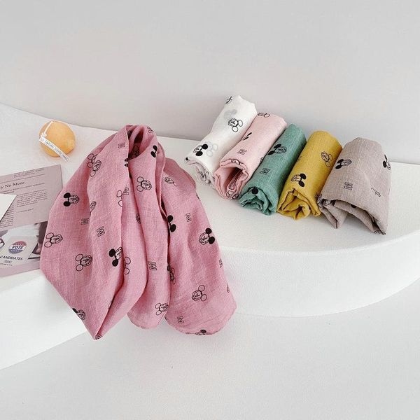 

scarves spring autumn cotton linen print kids scarf korean soft thin for girls boys children accessories wholesale drop, Blue;gray