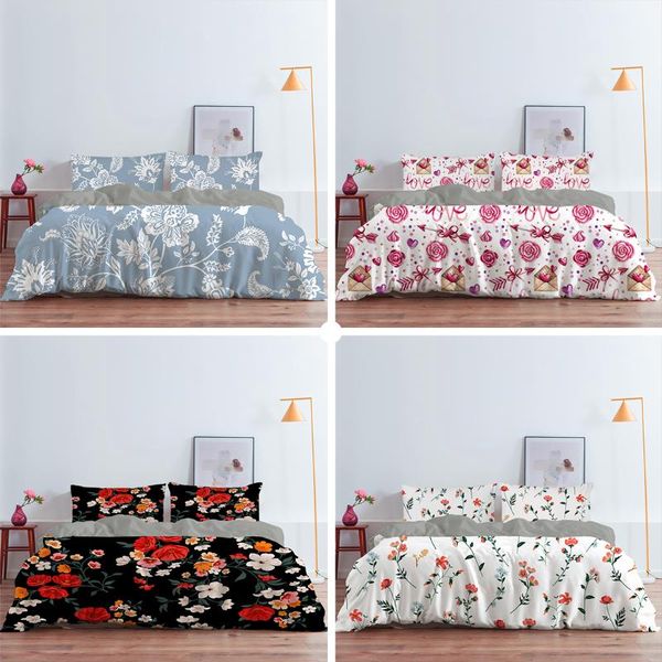 

bedding sets nordic flowers texture printed set 90 twin  king size 2/3pcs traditional style duvet cover covers 240x220 for home