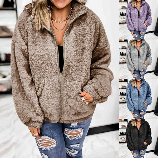 

harajuku hoodie women hoodies plus size hooded sweatshirt coat winter warm zipper pockets outwear jacket woman streetwear y1118, Black