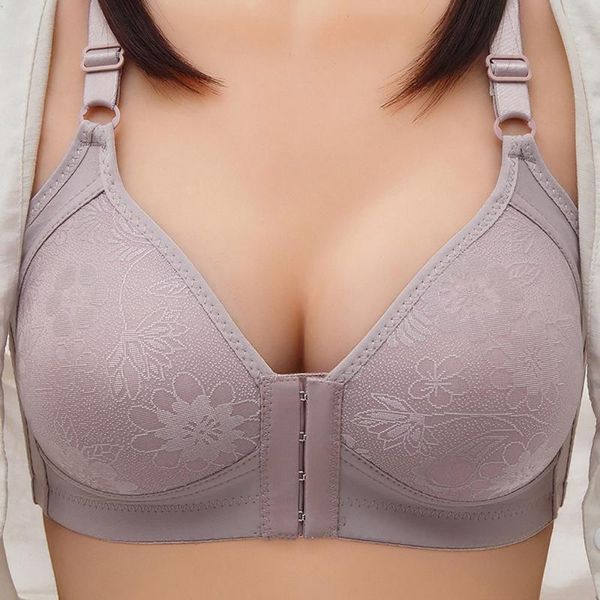 

yoga outfit front closure bras plus size push up bra underwear floral seamless brassiere wireless anti-sagging gather thin bralette