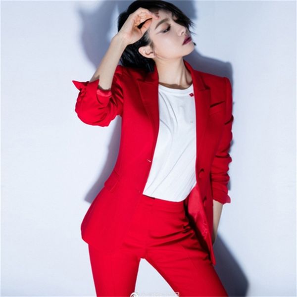 

two piece dress women pant suits female suit dress notch lapel women's business office tuxedos jacket+wide leg pants pants ladies, White