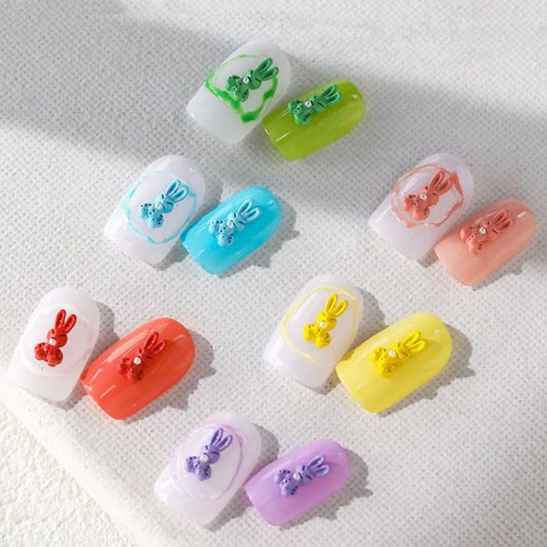

nail art decorations 10pcs pearl jewelry rainbow macaron color japanese style cute three-dimensional manicure accessories, Silver;gold