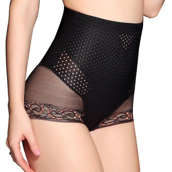 

women's panties high-waisted women nylon lace cotton crotch body sculpting artifact postpartum shaping waist hip lift high quality, Black;pink