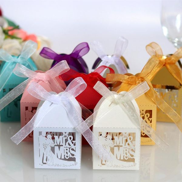 

gift wrap 20/50pcs laser cut mr mrs carriage favor gifts candy dragee boxes baby shower wedding favors and party supplies