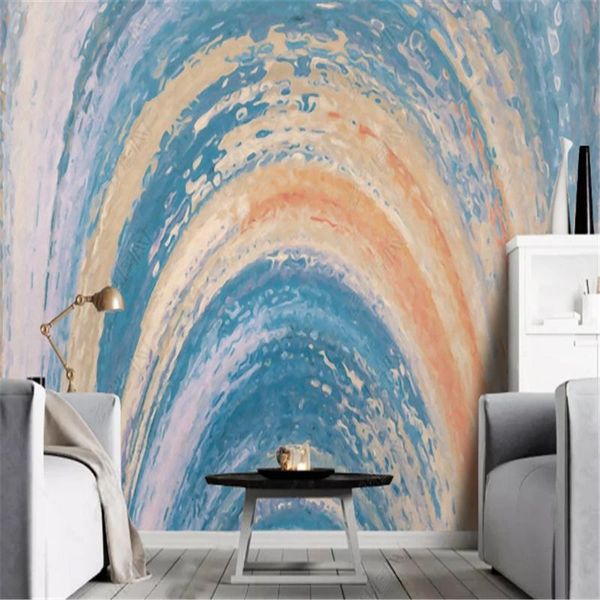 

modern mural wallpapers for living room abstract watercolor ripple sea wave oil painting tv background wall paper home decor