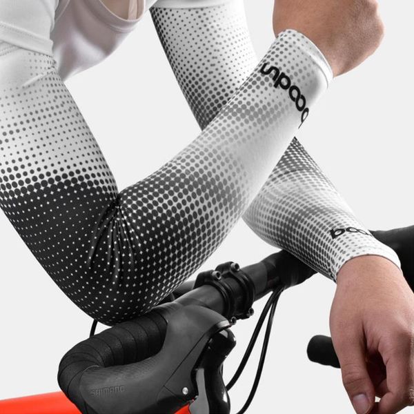 

elbow & knee pads cool arm sleeve men sport cycling running bicycle uv sun protection cuff cover anti-sunburn bike warmers sleeves, Black;gray