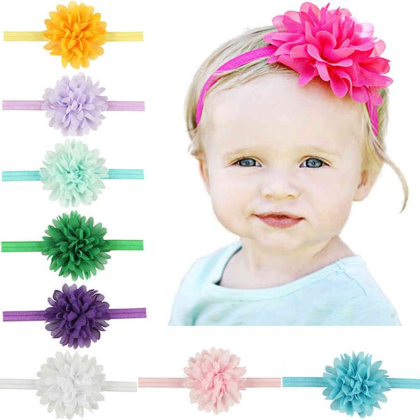

hair accessories baby headbands chiffon flower kids elastic cute bands born infant head bands for girls children kha127 o3bx, Slivery;white