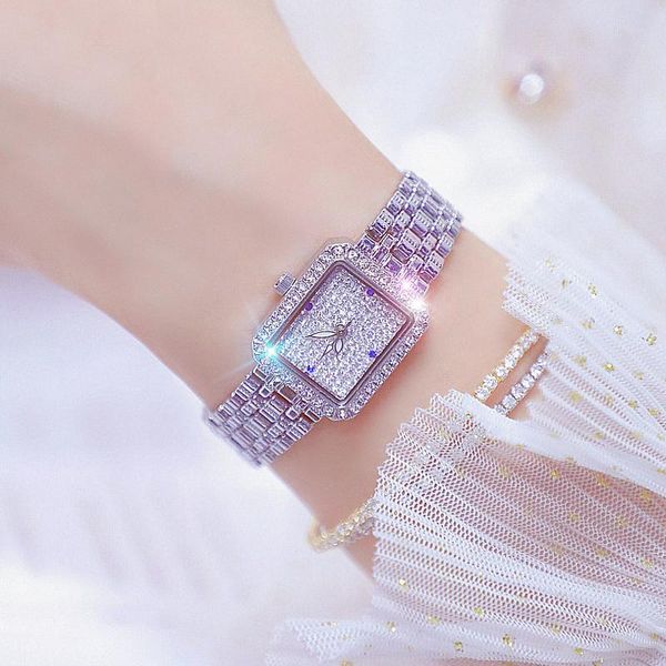 

wristwatches drop relogio feminino women watch gold diamond dial luxury ladies quartz wrist clock, Slivery;brown