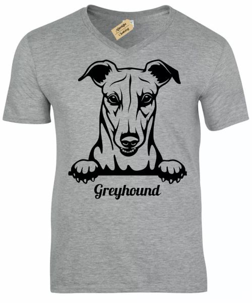 

galgo camiseta hombre perro amante regalo con cuello en v, White;black