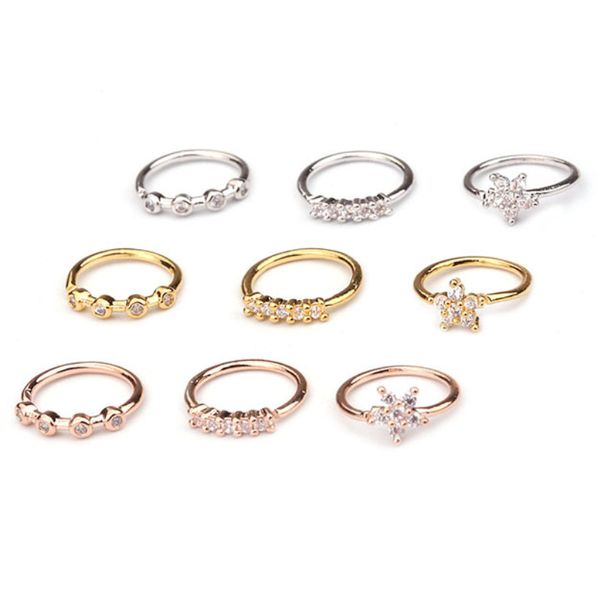 20g Cobre CZ Cartilagem Nariz Ring Body Piercing Zircon Nose Hoops Jóias Para As Mulheres Meninas