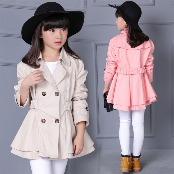 

arrival fashion children's stormwear spring double button trench coats solid outdoor jackets teenage clothes for 4-13y 210622, Blue;gray