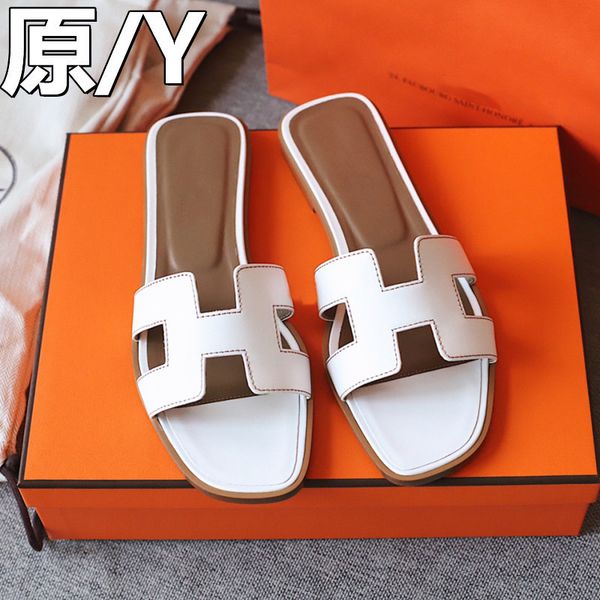 

slippers sandals2021 summer new h trawl red fashion leather flat sandals beach casual slippers women, Black