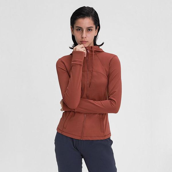 

yoga outfit winter women nylon seamless long sleeve zip slim shirts with pocket hoodie athletic sport fitness gym running coat