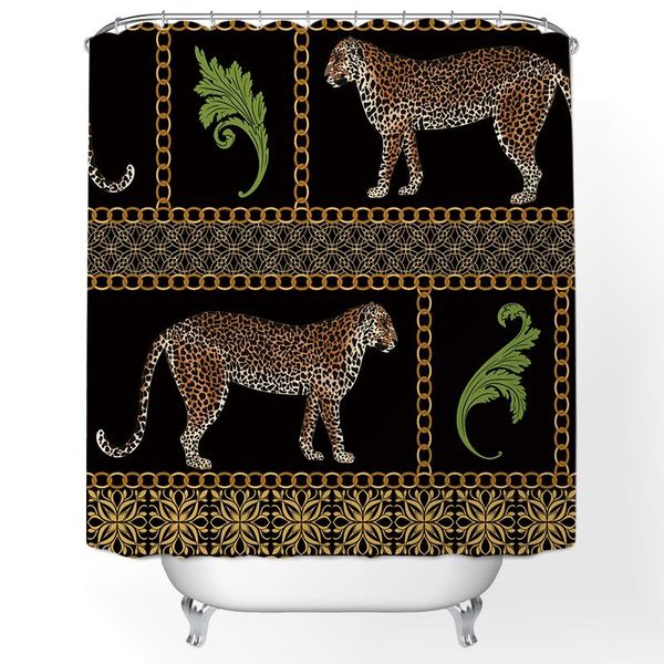 

shower curtains black line creative design retro leopard bathroom waterproof curtain moisture-proof shelter home decor