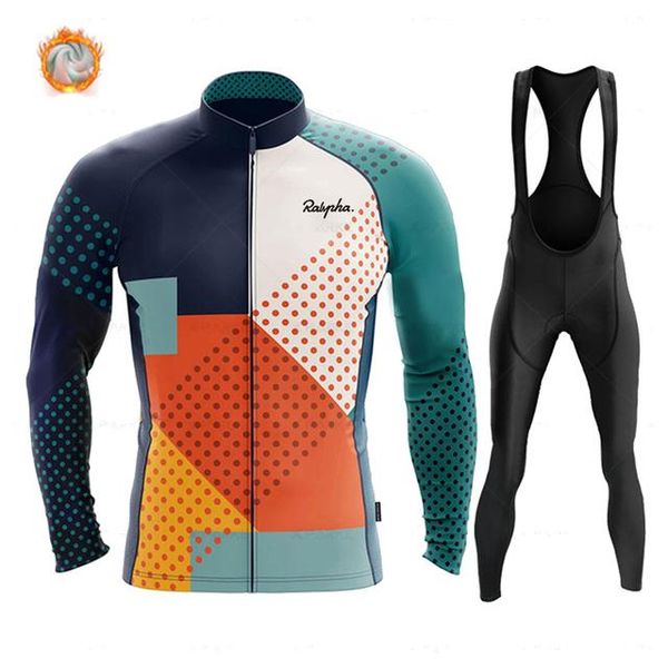 

racing sets raphaful winter thermal fleece set cycling clothes men's jersey suit sport riding bike mtb clothing bib pants warm ropa, Black;blue