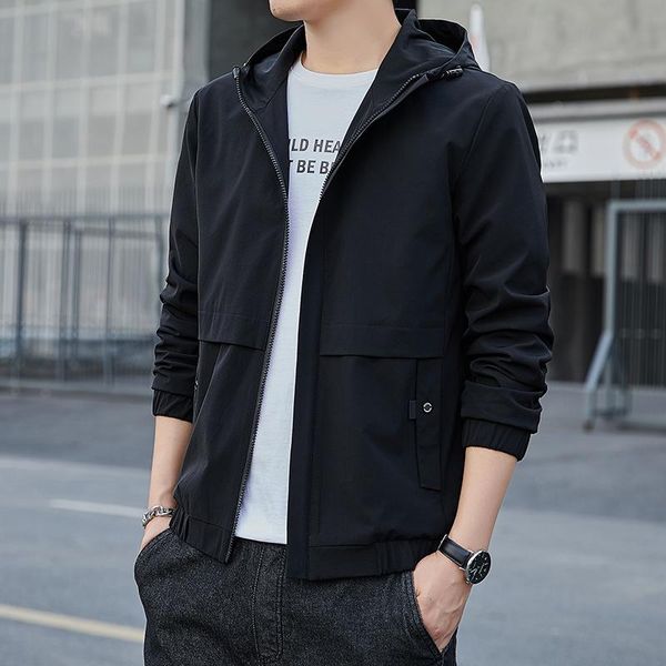 

spring and autumn jacket men's thin youth trend casual hooded student jackets, Black;brown