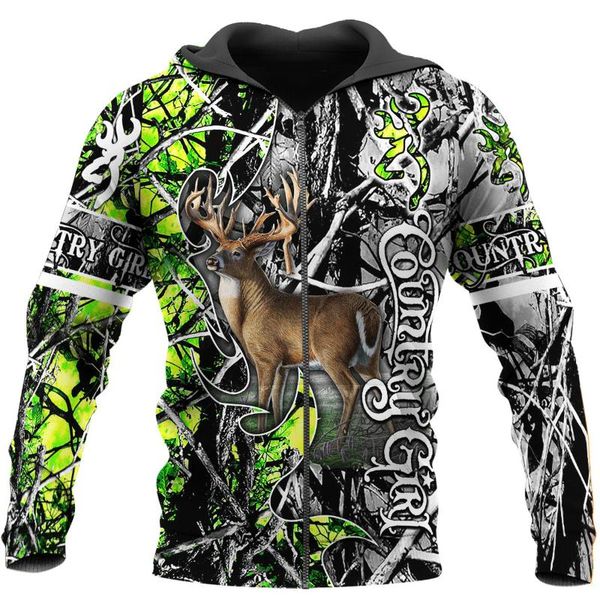 

men's hoodies & sweatshirts derr hunting country girl 3d all over printed men hoodie clothes sweatshirt zip pullover casual jacket tr, Black
