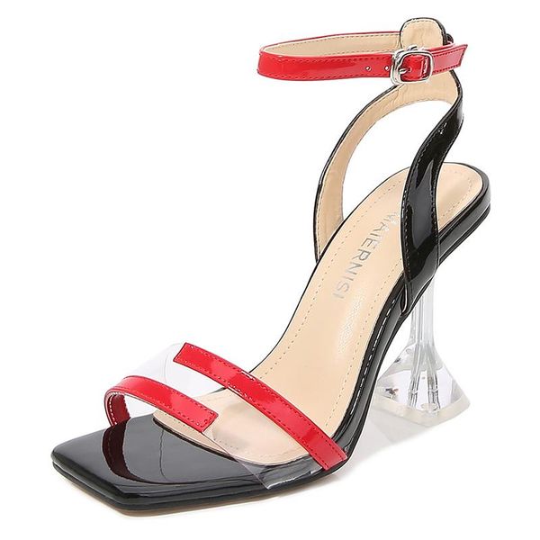 

women sandals wine glass high heels fashion large size 2021 summer open toe dress shoes, Black