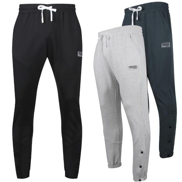 

running pants men gym fashion streetwear leggings sportswear training workout trousers can open button man jogger long, Black;blue