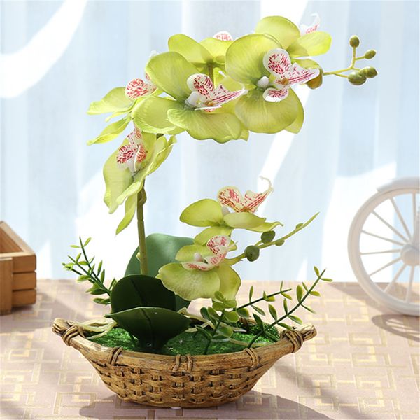 

artificial flowers with pot artificial orchids double fork bonsai fake flower for home/garden decor art fake plants high quality