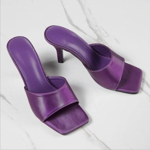 

80% off shoes new summer selling fashion slides formal dress mules woman party sandals stiletto square open toe high heel slippers, Black