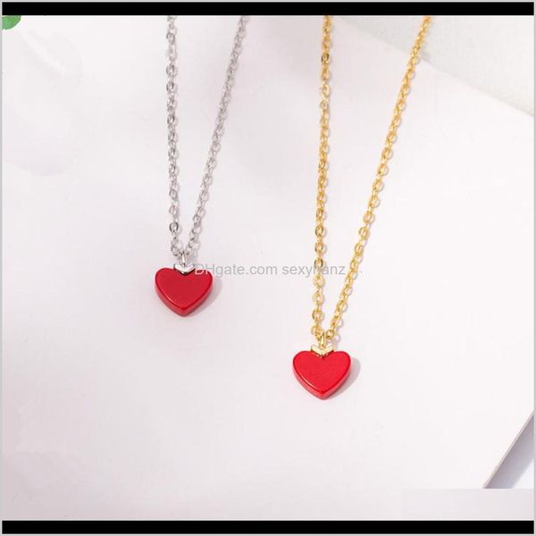 

necklaces & pendants jewelry drop delivery 2021 japanese and korean s925 sier micro inlaid with red diamond love pendant short allergy clavi, Silver