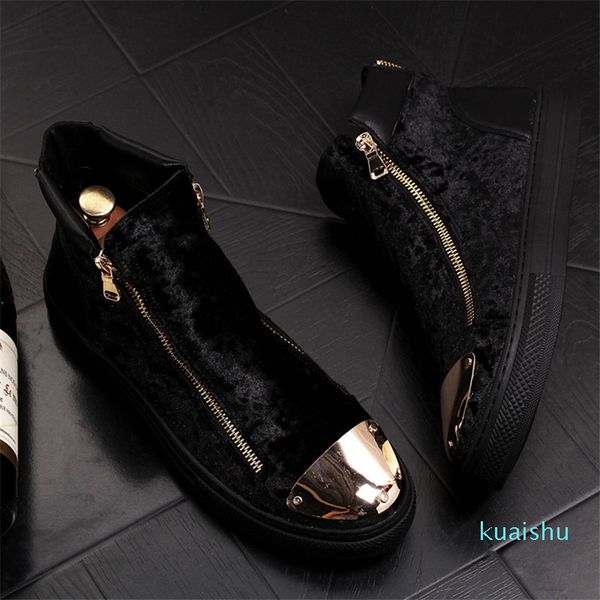 

fashion gold men velvet casual shoes italian mens dress wedding party shoes luxury handmade business loafers w227, Black