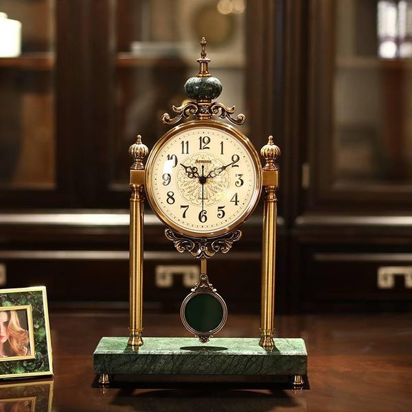 

desk & table clocks european-style clock living room light luxury swing model decoration american large desktop