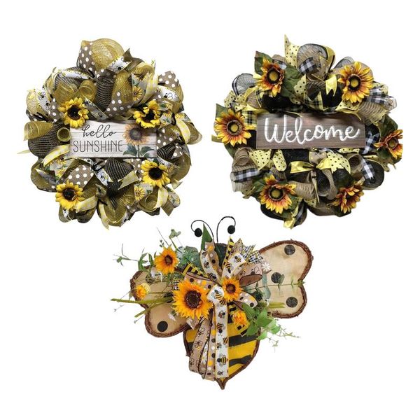 

decorative flowers & wreaths for front door decor 18'' artificial summer floral wreath with green leaf,spring window, outdoor