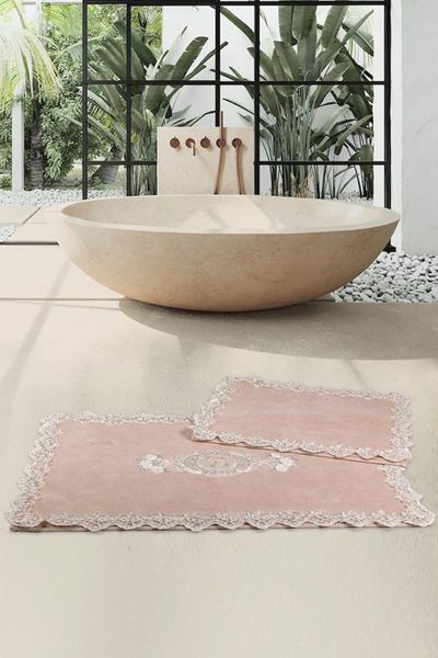 

cotton lux cornered mink set of 2 lace for closet dowry bath mat coluxklzttk mats